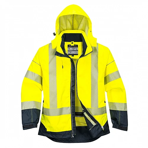 PORTWEST Hi-Vis Breathable Rain Jacket Yellow/Navy T403 - PW3 
