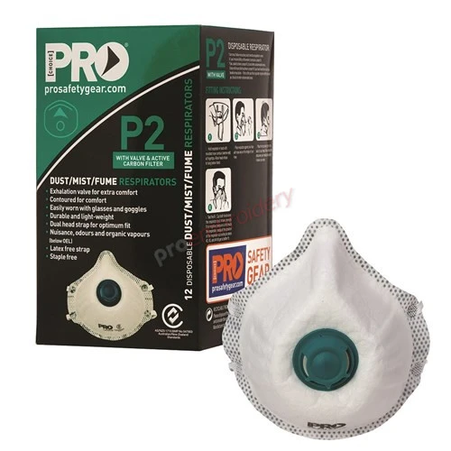 Respirator P2 Mask With Valve And Carbon Filter PC531 Box Of 12