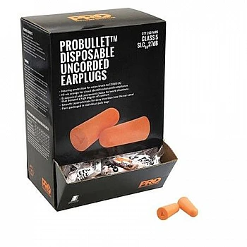 Probullet Disposable Uncorded Earplugs  Box Of 200 pairs