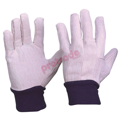 Cotton Drill Blue Wrist Men Size Gloves