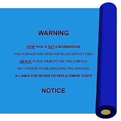 Blue Bench Top Protection Film With Warning Text - Standard - 200M Roll