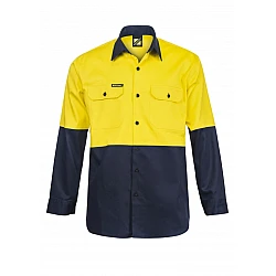 Hi Vis Two Tone Long Sleeve Cotton Drill Shirt Hi Vis Two Tone Long Sleeve Cotton Drill Shirt