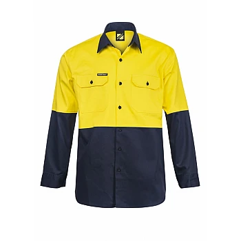 Hi Vis Two Tone Long Sleeve Cotton Drill Shirt