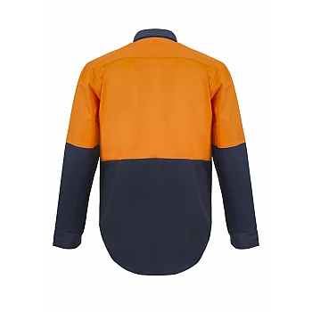 Hi Vis Cotton Drill Shirt With Semi Gusset Long Sleeves