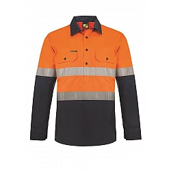 2 Tones Half Plket Shirt With Reflective Tape