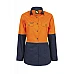 Ladies Lightweight Hi Vis Long Sleeves Vented Cotton Drill Shirt