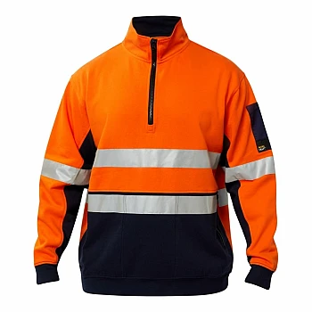 Hi Vis Half Zip Cotton Reflective Pullover