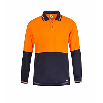 HI VIS Long Sleeve Cotton Back Polo with Pocket – WSP402