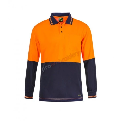 HI VIS Long Sleeve Cotton Back Polo with Pocket – WSP402