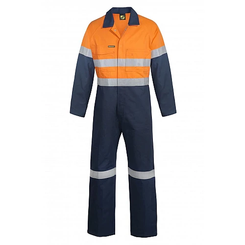 Hi Vis Two Tone Cotton Drill  Coveralls With Reflective Tape 