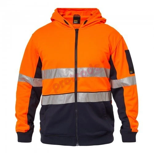 HI VIS Zipper Fleece Hoodie with Reflective Tape