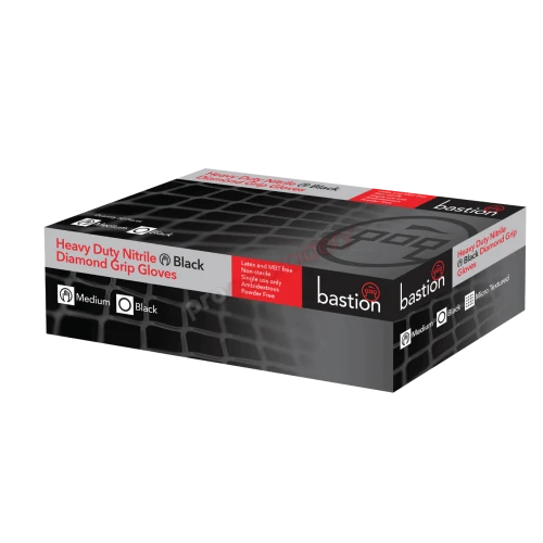 Bastion Heavy Duty Nitrile Diamond Grip Powder Free Gloves - Box of 50pcs